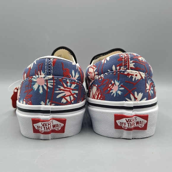 New Vans Classic Slip-On Vans Crew Floral Red and Blue Women's Size 6.5 - Picture 6 of 9